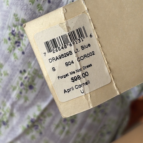 Brand New April Cornell Light Blue Forget Me Not Dress Midi Sleeveless Floral - Picture 7 of 15